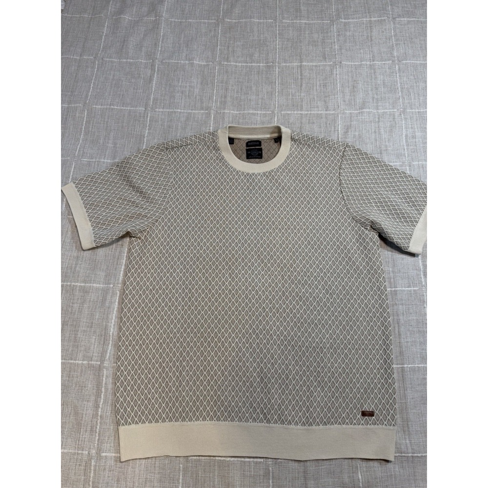 Buffalo David Bitton XL Beige Textured Knit Sweater Shirt Short Sleeve Crewneck